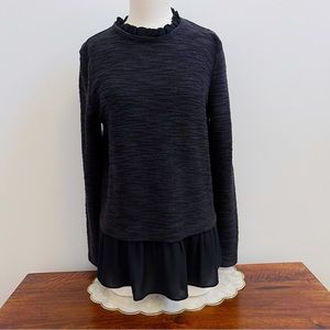 Ann Taylor Loft Black Ruffle Peplum Top M NWT